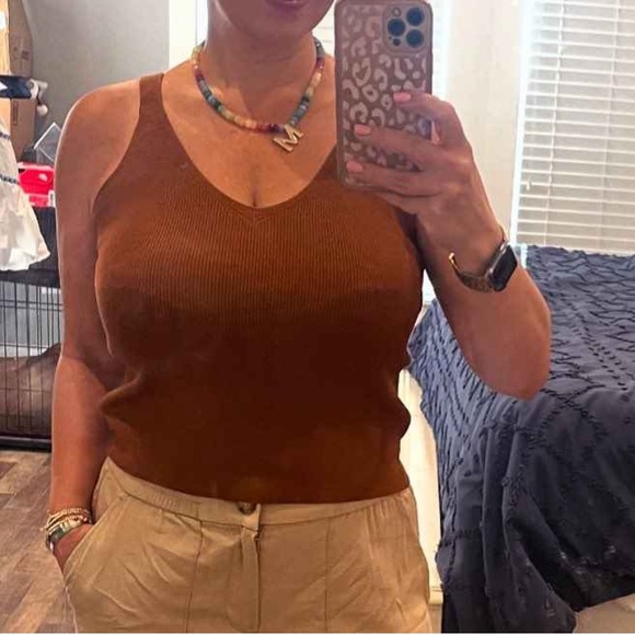 a new day Women's XXL Ribbed Camisole Tank Top - Warm Rust - Picture 7 of 9